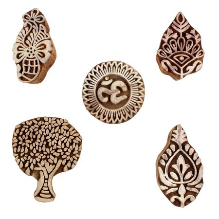 Set of 5 Piece New Mix Wooden Printing Blocks